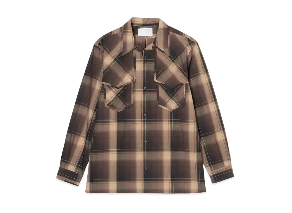 SUGARHILL OMBRE PLAID PIPING BLOUSE "BROWN X CAMEL"