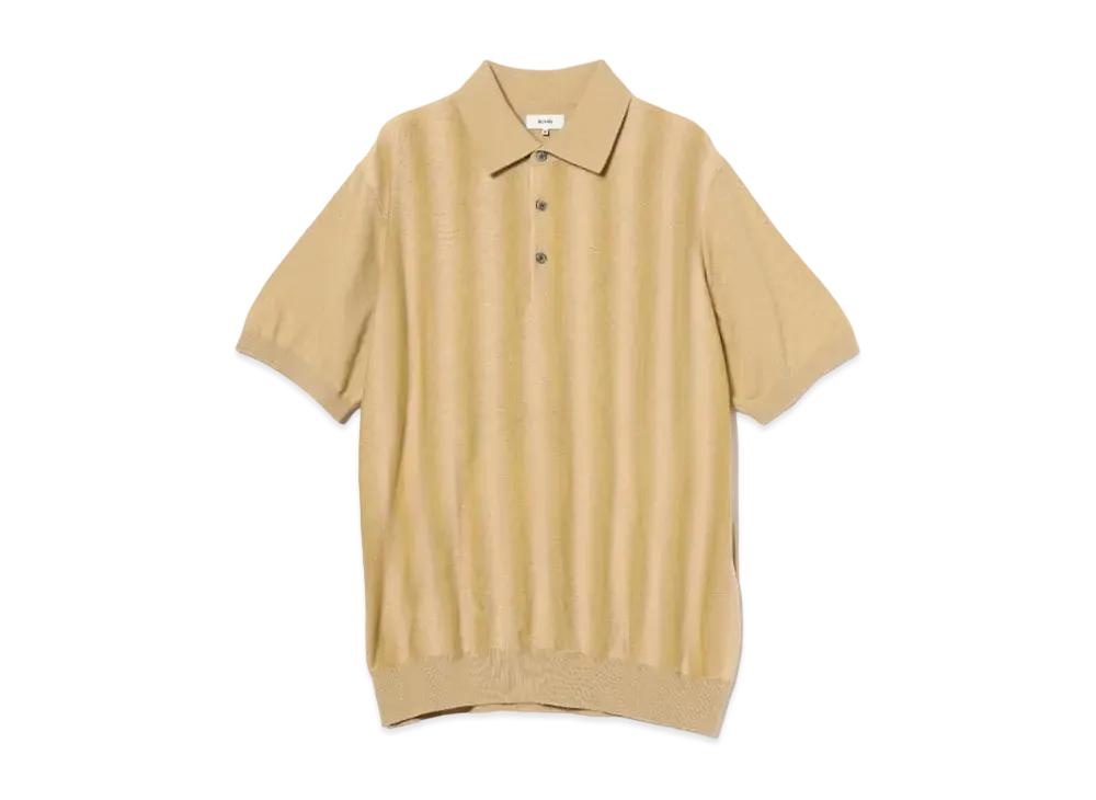 BEAMS Kasuri Gradient Polo Shirt "Beige"