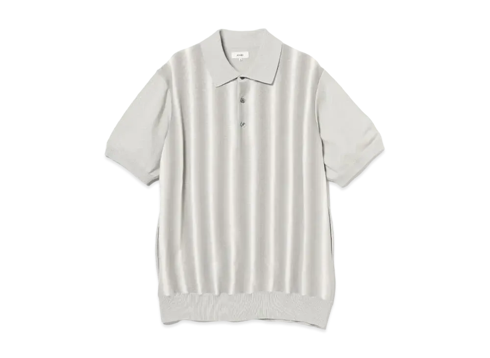 BEAMS Kasuri Gradient Polo Shirt "Gray"