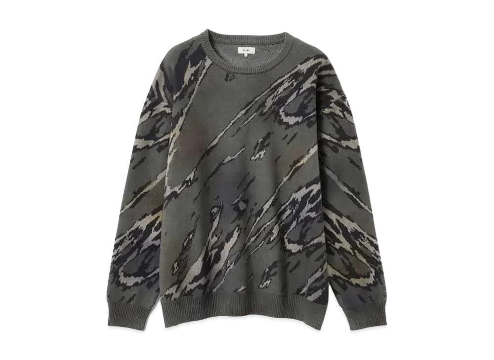 BEAMS Jacquard Gradient Crew Neck Knit "Gray"