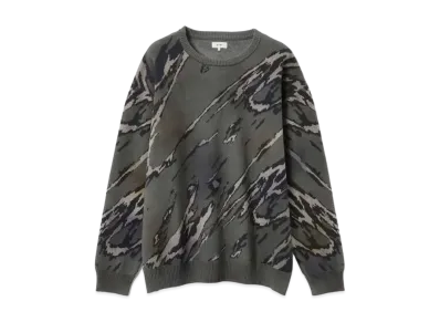 BEAMS Jacquard Gradient Crew Neck Knit "Gray"