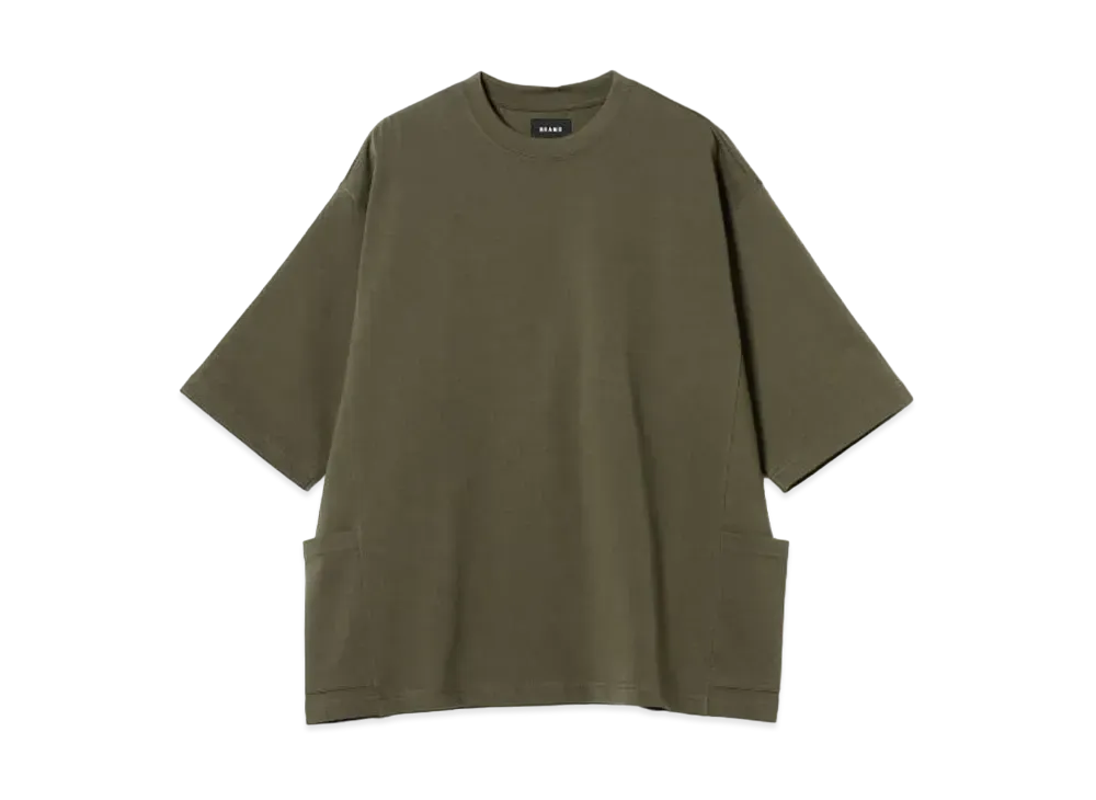 BEAMS Side Pocket Loose T-shirt "Olive"
