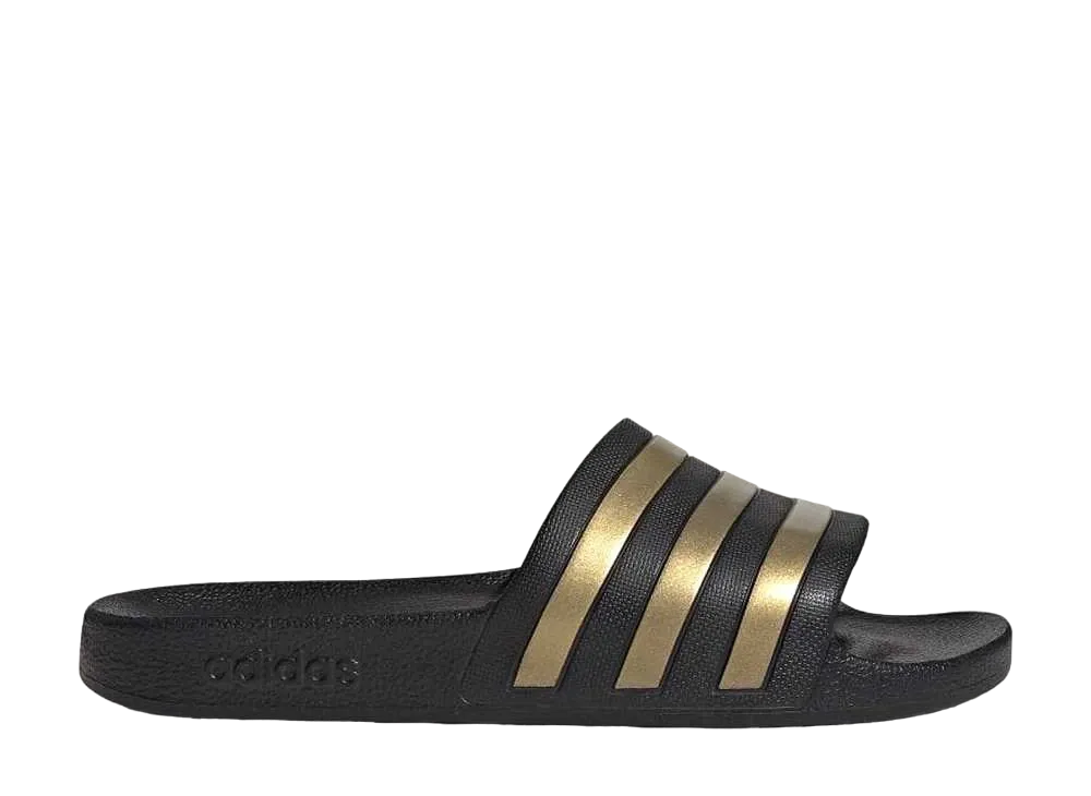 adidas Adilette Aqua U Slides "Core Black/Gold Metallic"
