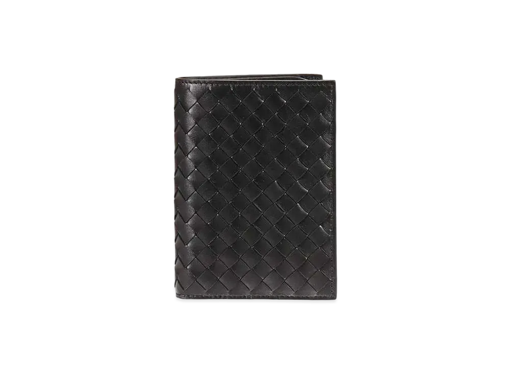Bottega Veneta Intrecciato Lambskin Bi-fold Wallet "Black"