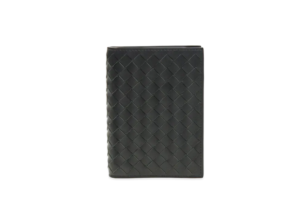 Bottega Veneta Intrecciato Lambskin Bi-fold Wallet "Gray"