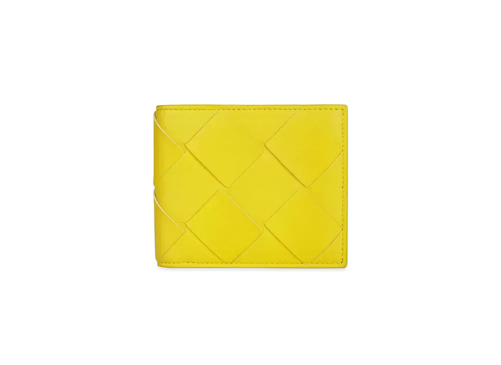 Bottega Veneta Maxi Intrecciato Lambskin Bi-fold Wallet "Yellow"