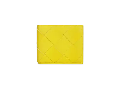 Bottega Veneta Maxi Intrecciato Lambskin Bi-fold Wallet "Yellow"