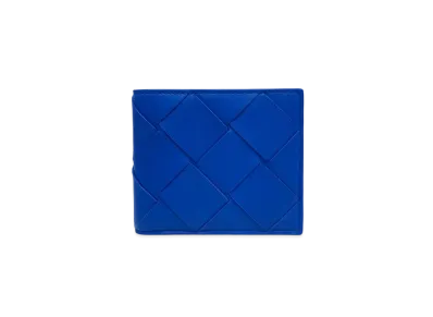 Bottega Veneta Maxi Intrecciato Lambskin Bi-fold Wallet "Primary Blue"