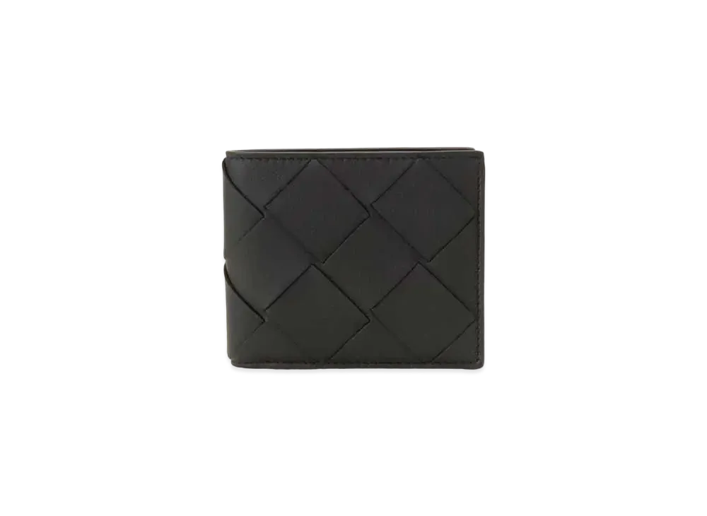 Bottega Veneta Intrecciato Lambskin Bi-fold Wallet "Black"