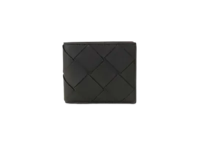 Bottega Veneta Intrecciato Lambskin Bi-fold Wallet "Black"