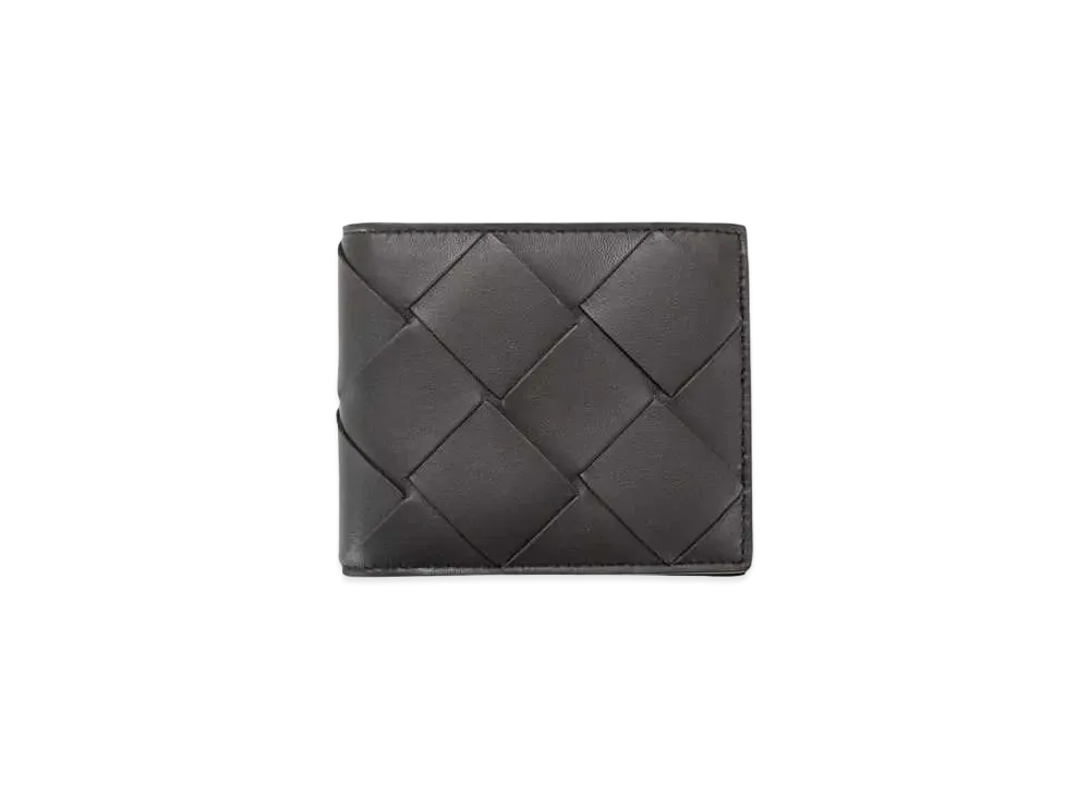 Bottega Veneta Intrecciato Lambskin Bi-fold Wallet "Dark Brown"