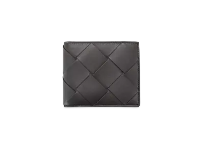 Bottega Veneta Intrecciato Lambskin Bi-fold Wallet "Dark Brown"