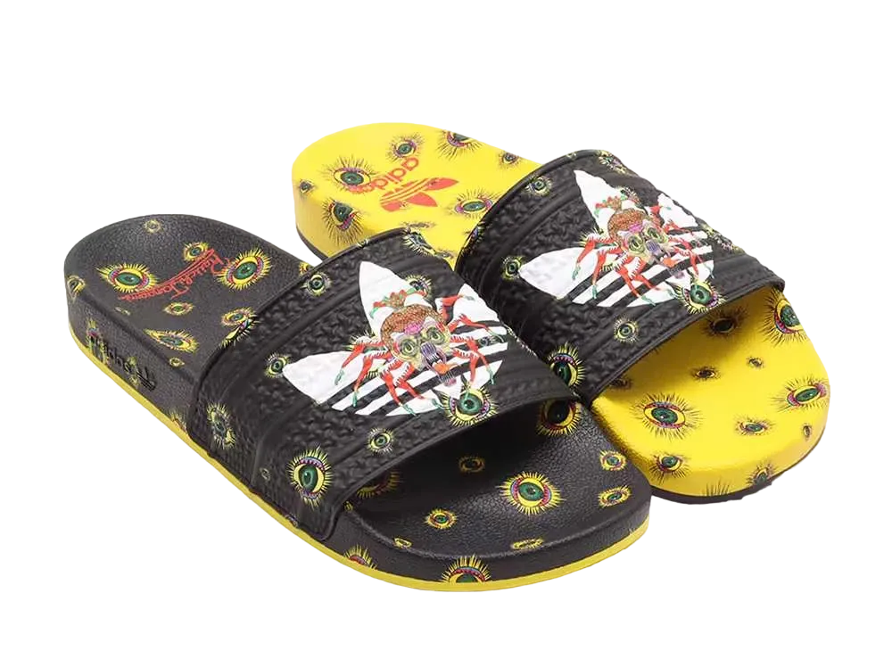Keiichi Tanaami × adidas Adilette Tanaami "Core Black/Footwear White/Yellow"