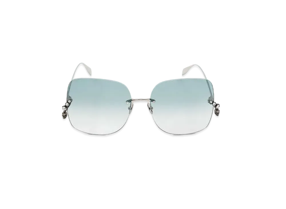 Alexander McQUEEN Skull Pendant Jeweled Sunglasses "Argent Vieilli"