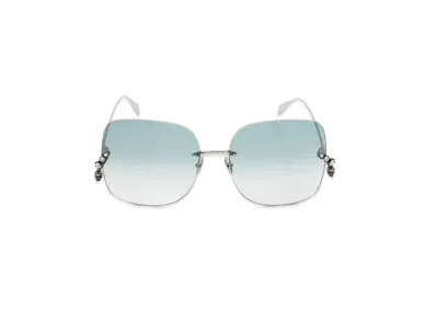 Alexander McQUEEN Skull Pendant Jeweled Sunglasses "Argent Vieilli"