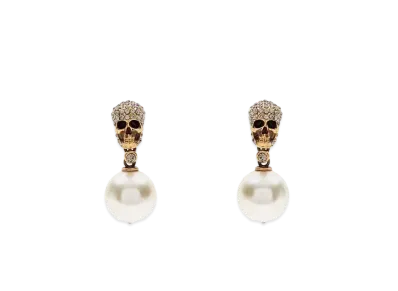 Alexander McQUEEN Pearl Pave Skull Earrings "Gold"