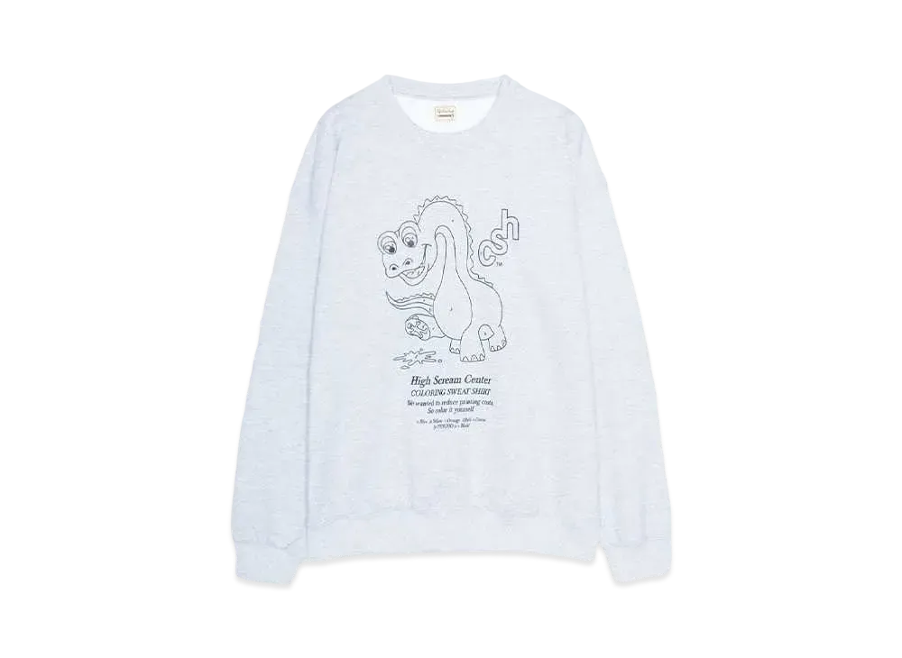 High Scream Center COLORING SWEAT SHIRT "GRAY"