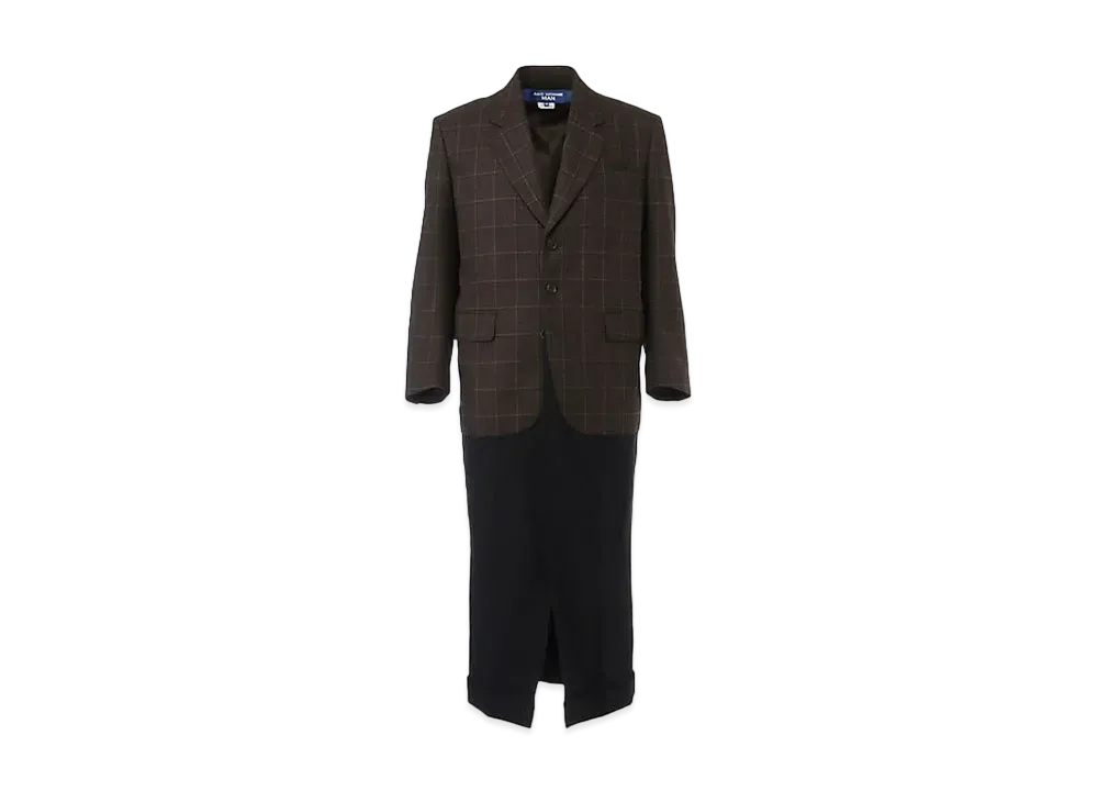 JUNYA WATANABE MAN Silk Wool Check x Wool Flannel Docking Coat
