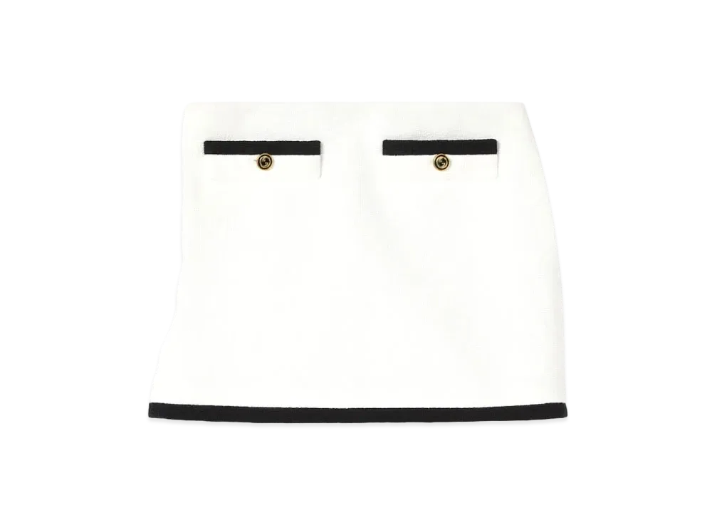 GUCCI Cotton Tweed Skirt "Off White/Black"