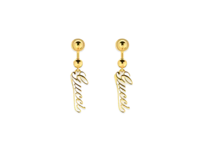 GUCCI Baule Earrings with Gucci Script "Yellow Gold"