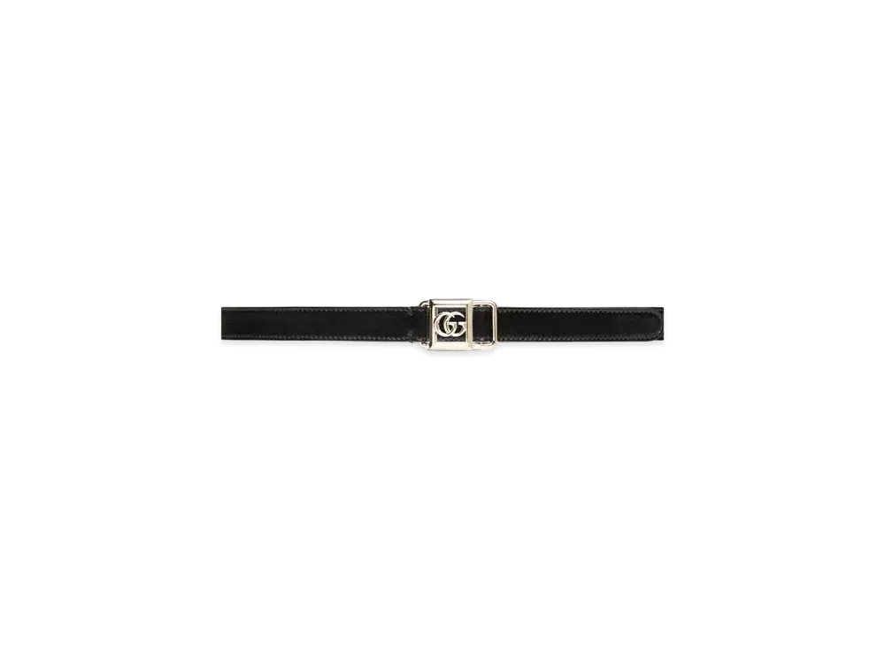 GUCCI Thin Belt with Double G Buckle "Black"