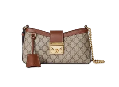 GUCCI Padlock Small Shoulder Bag GG Supreme Canvas "Beige/Ebony/Brown"