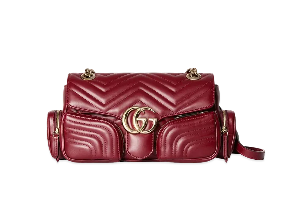 GUCCI GG Marmont Small Multi-Pocket Bag "Rosso Ancora"
