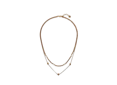 Alexander McQUEEN Pearl Skull Chain Necklace "Gold"