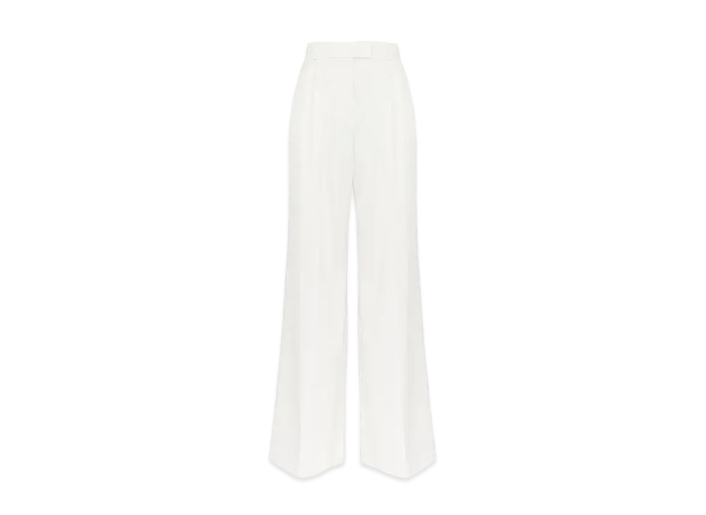 Alexander McQUEEN Double Pleated Wide Leg Pants "White"