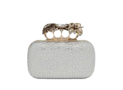 Alexander McQUEEN Flower Knuckle Clutch "Silver"