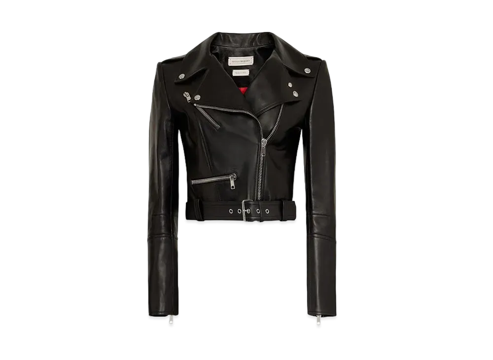 Alexander McQUEEN Cropped Biker Jacket "Black"