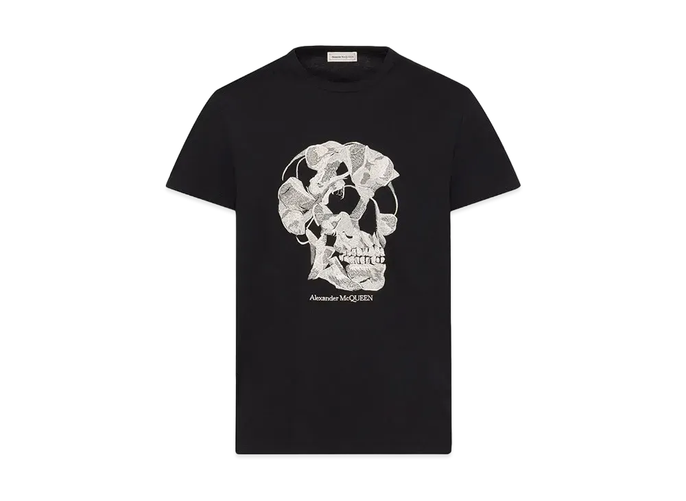 Alexander McQUEEN Pressed Flower Skull T-shirt "Black"