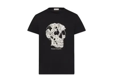 Alexander McQUEEN Pressed Flower Skull T-shirt "Black"