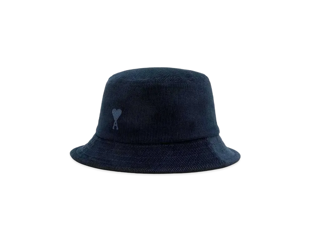 AMI PARIS Cotton Corduroy Velvet Bucket Hat "Navy Bule"
