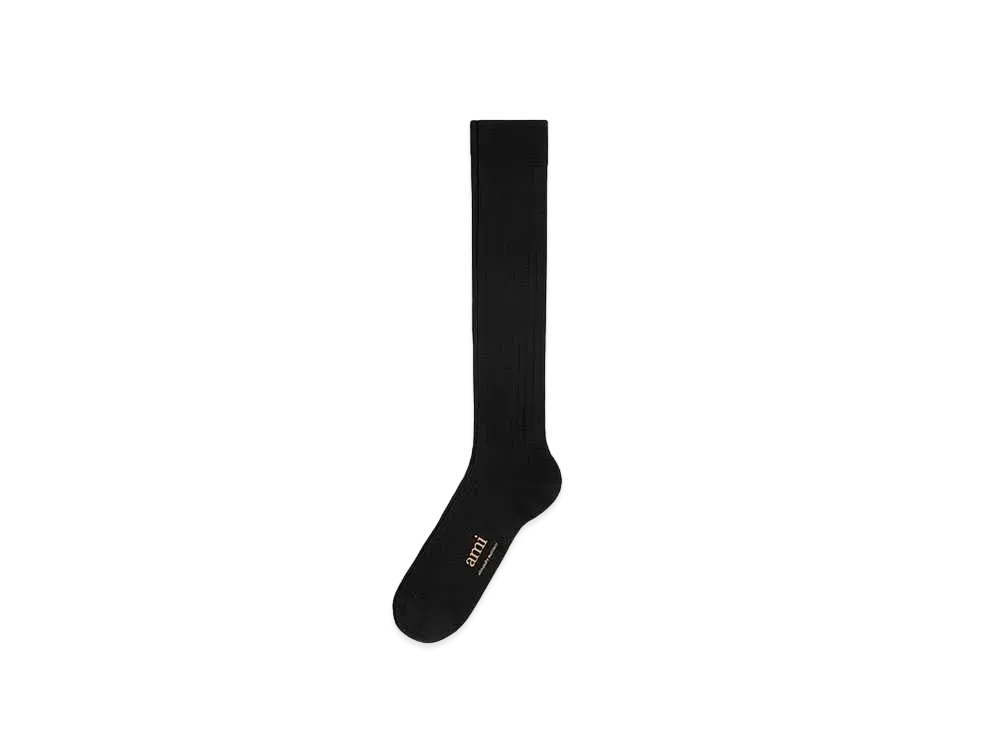 AMI PARIS Mercerized Cotton Socks "Black"