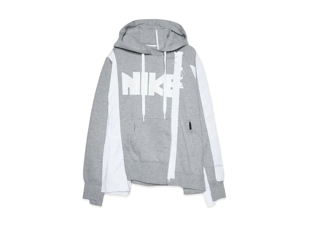 Nike x Sacai Double Zip Hoodie "Dark Grey Heather/White"