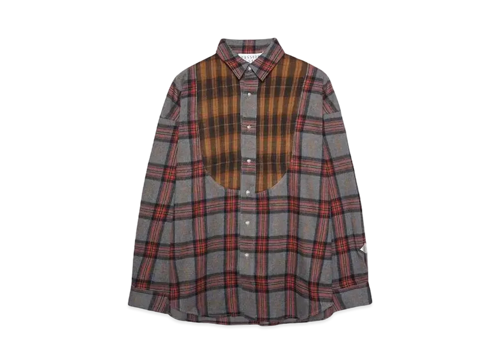 el conductorH COMBINATION CHECK FLANNEL SHIRT "RED"
