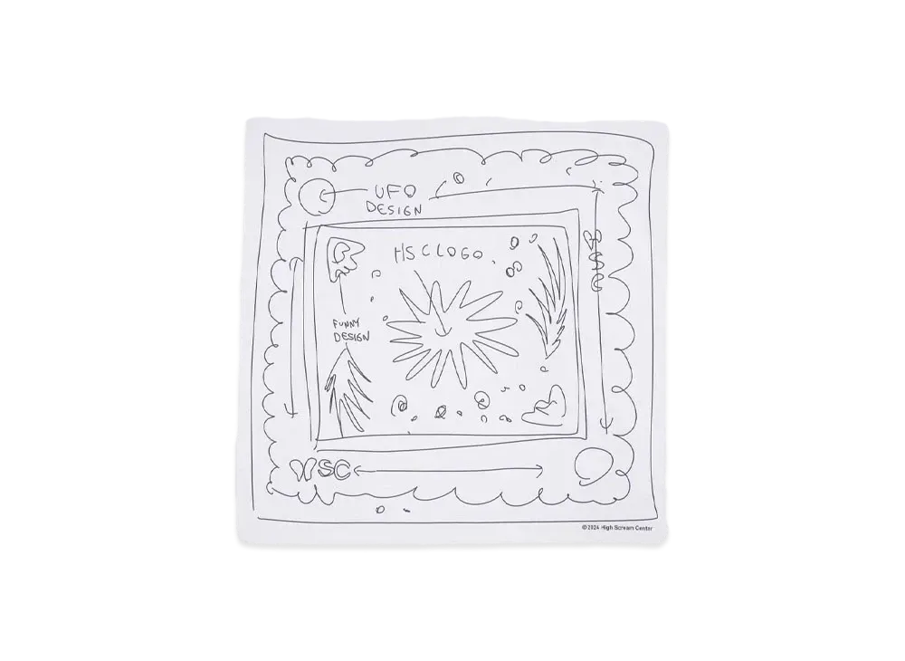 High Scream Center ROUGH SKETCH BANDANA "WHITE"