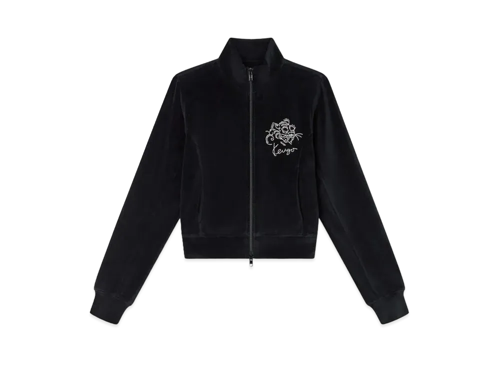 KENZO 'Star Tiger' Embroidery Velvet Track Jacket "Black"