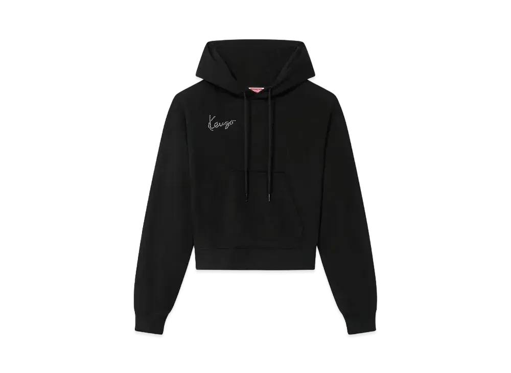 KENZO 'Star Tiger' Embroidery Cropped Hoodie "Black"