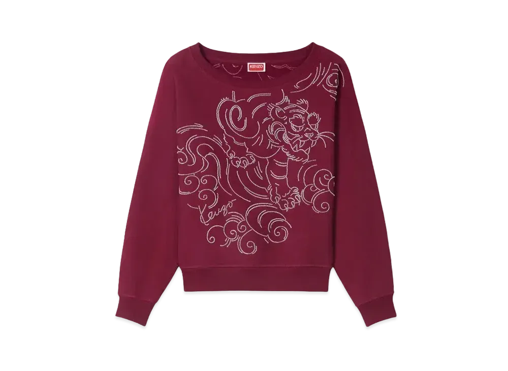 KENZO 'Star Tiger' Embroidery Oversize Batwing Sweat "Bordeaux"
