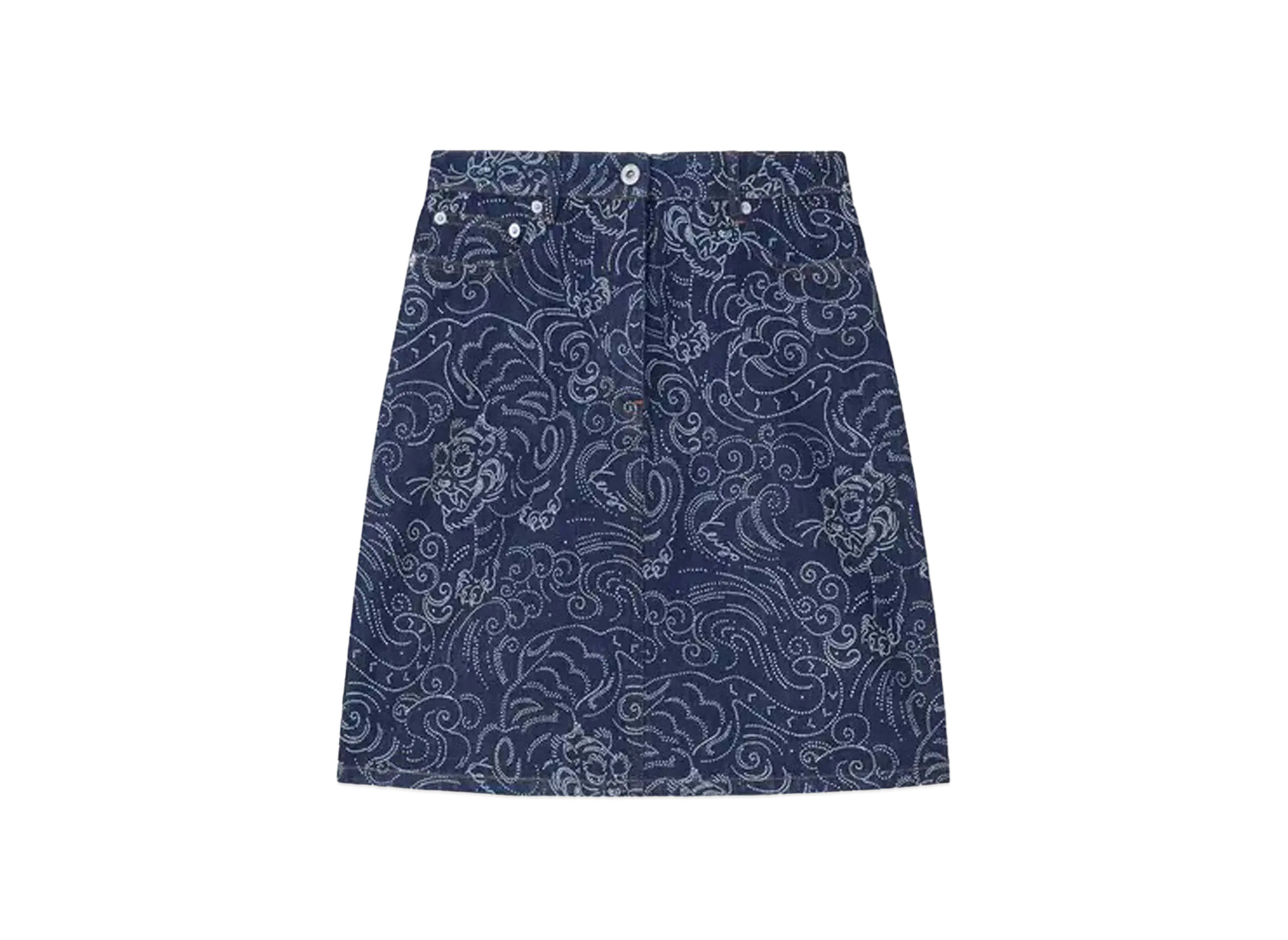 KENZO 'Star Tiger' Short Skirt in Japanese Denim "Rinse Blue Denim"