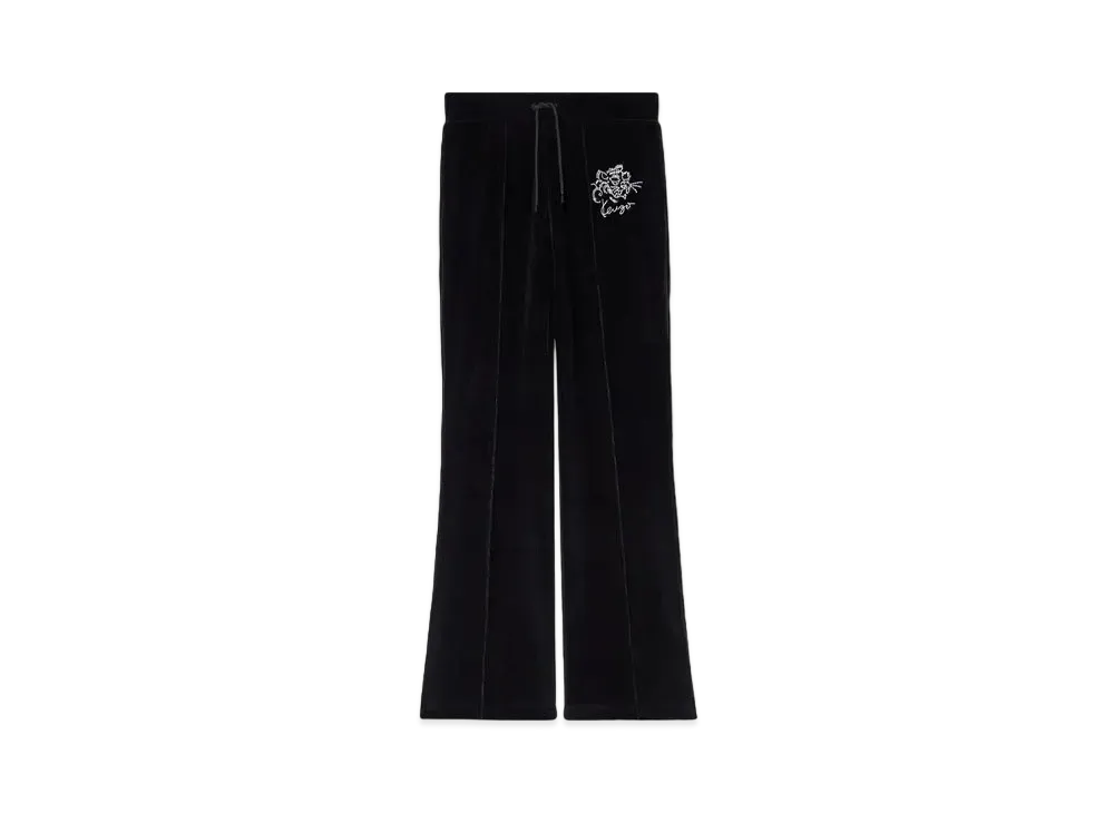 KENZO 'Star Tiger' Embroidery Velvet Track Pants "Black"