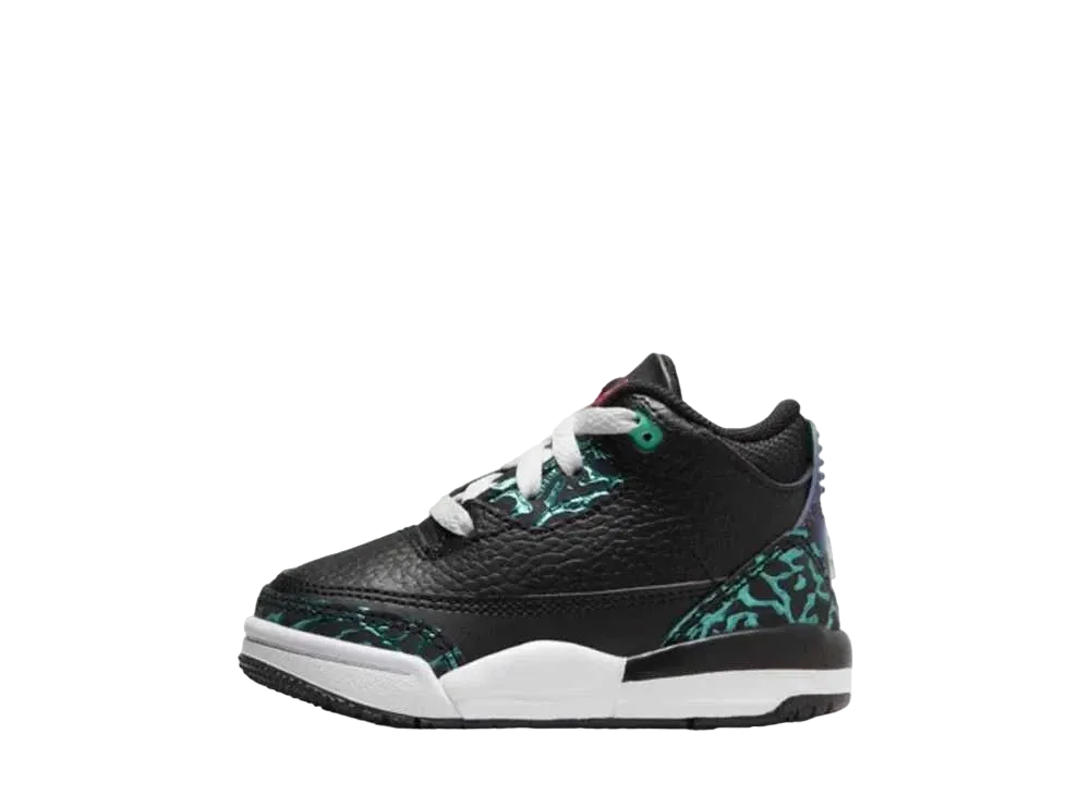 Nike TD Air Jordan 3 Retro "Black and Hyper Jade"