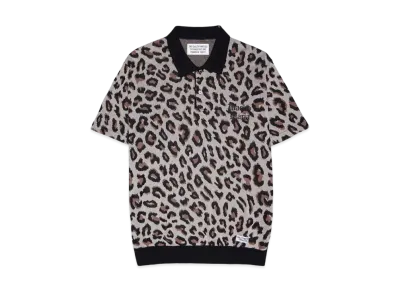 WACKO MARIA Leopard Knit Jacquard Polo Shirt "Brown"