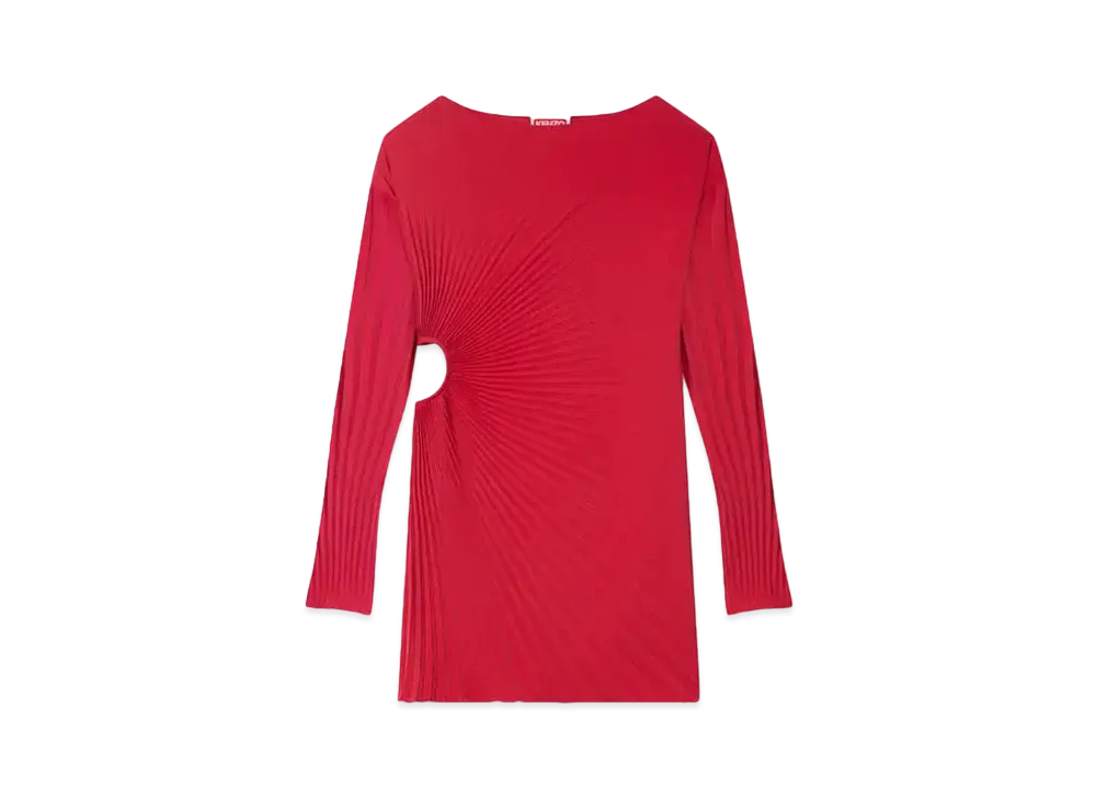 KENZO Sunray Pleats Short Dress "Cherry"