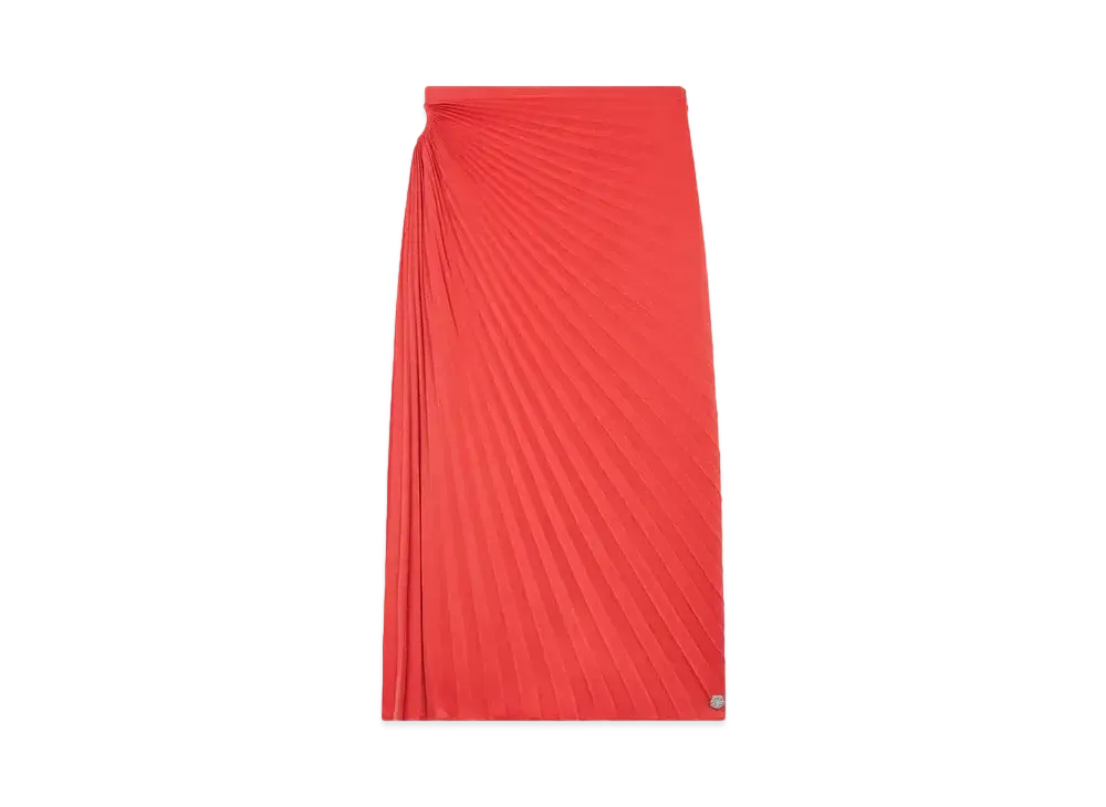 KENZO 'Sun-ray' Pleats Midi Skirt "Cherry"