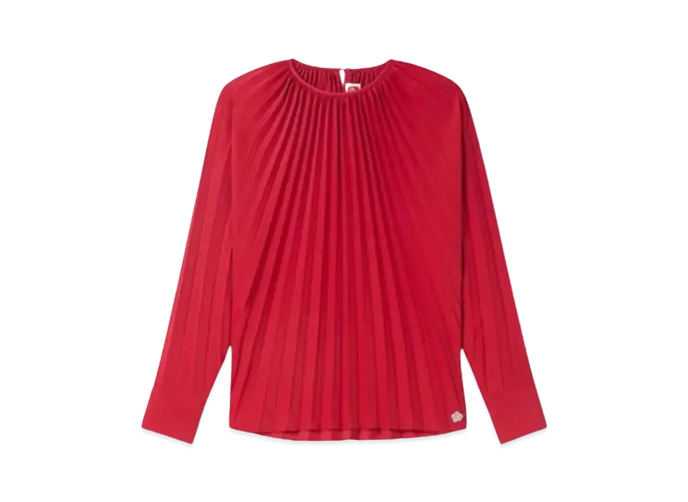 KENZO 'Sun-ray' Pleats Blouse "Cherry"