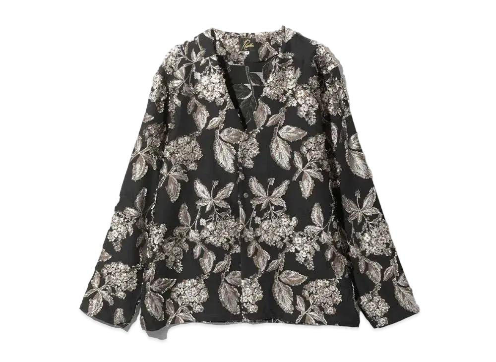 Needles V Neck Shirt Flower Cut JQ "Black"