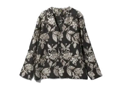 Needles V Neck Shirt Flower Cut JQ "Black"